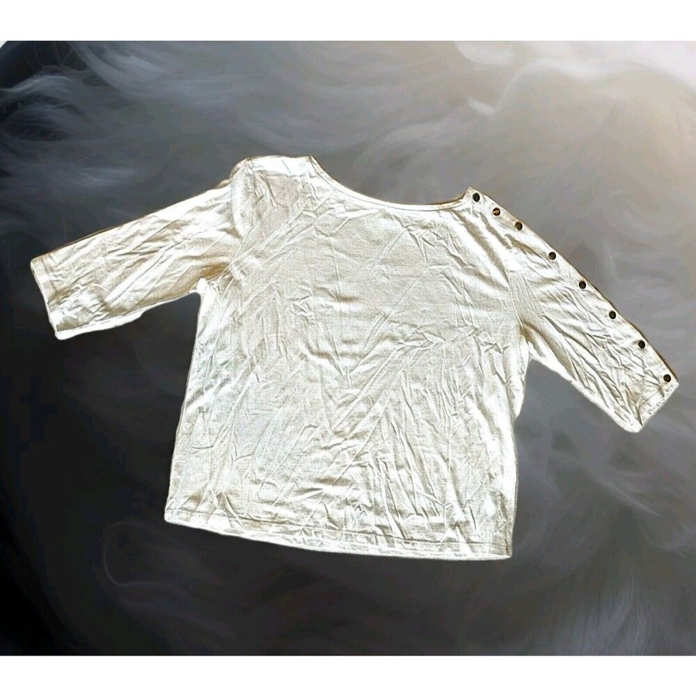 Ann Taylor Loft Ivory Boat Neck 3/4 Sleeve Top Shirt Blouse Sz S